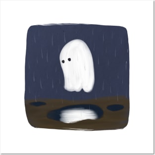 Sad Ghost in the Rain Posters and Art